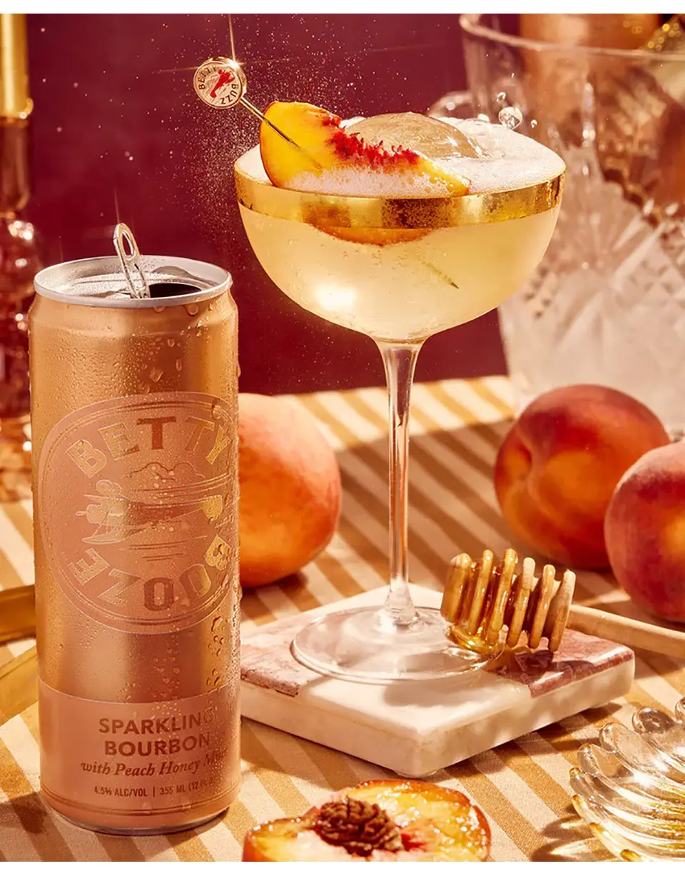 Betty Booze Sparkling Bourbon with Peach Honey Mint 4Pk - Image 2
