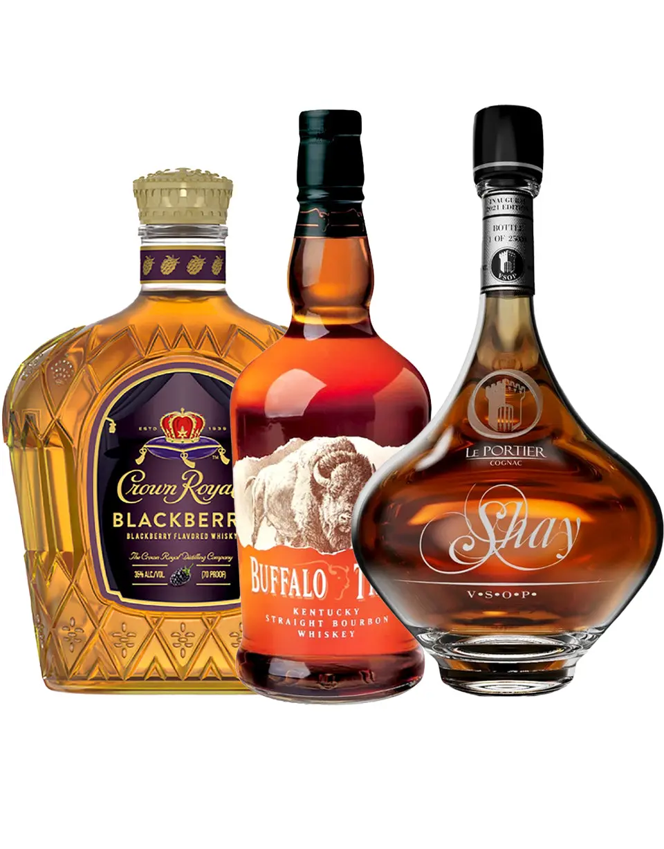 Buffalo Trace, Shay VSOP & Crown Blackberry 3-Bottle Combo