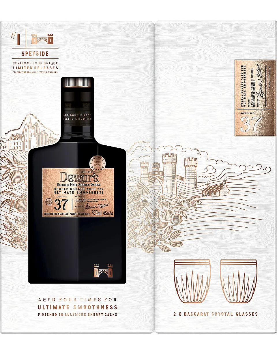 Dewar's Double Double 37 Year Scotch w/ Baccarat Glass