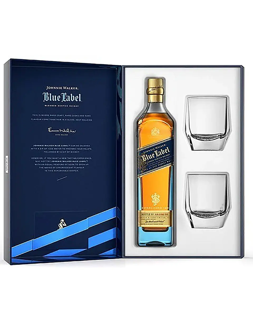 Johnnie Walker Blue Scotch Gift Set With Two Crystal Glasses - Image 2