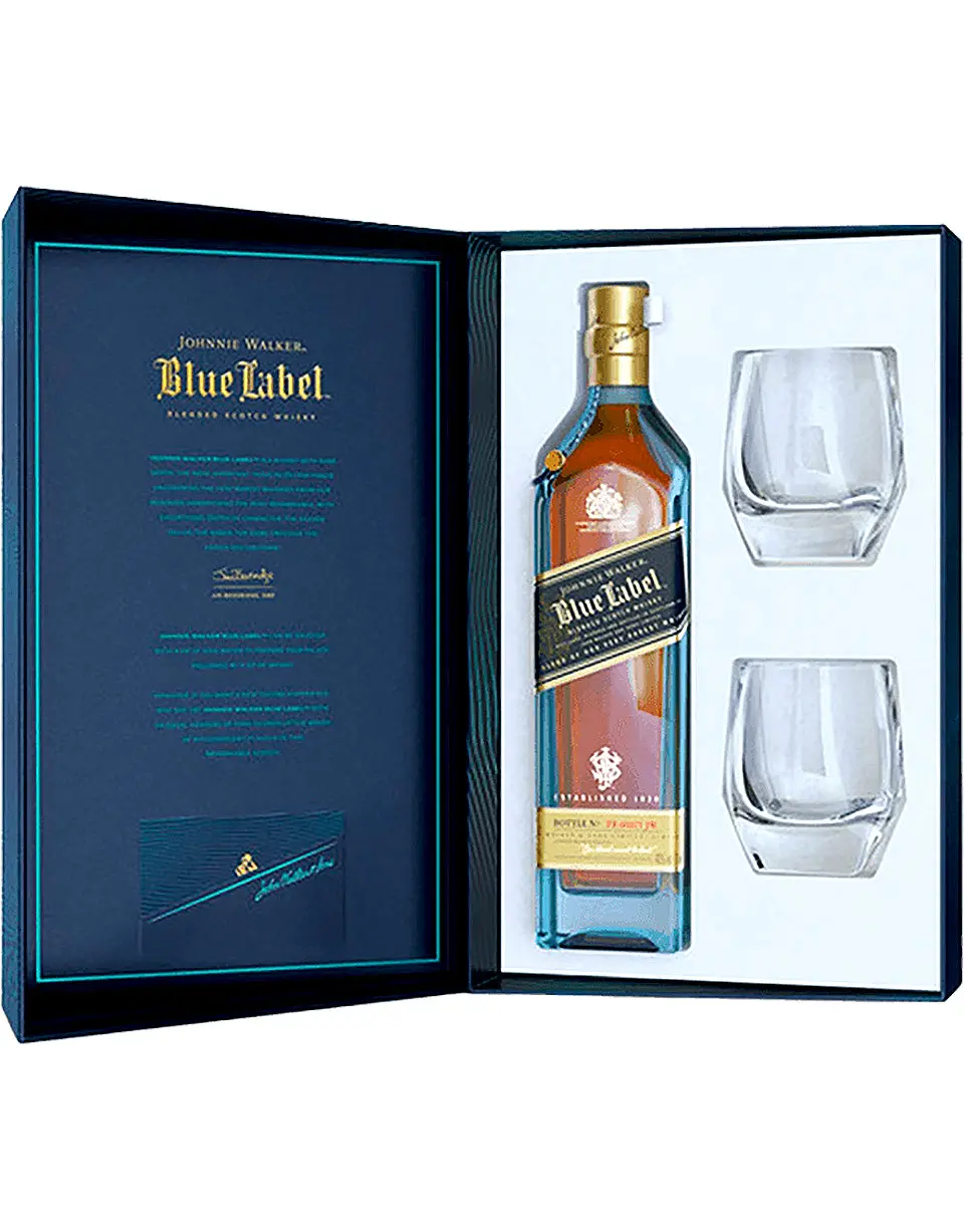 Johnnie Walker Blue Scotch Gift Set With Two Crystal Glasses - Image 3